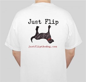 whiteshirt_back Just Flip the Dog White T-Shirt (Back)